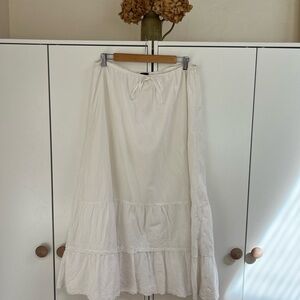 Women's White Tiered Maxi Skirt - Lightweight Boho Style GAP *doen*